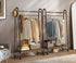 Clothes Rack Hanging Rail Bamboo Portable Wheels