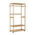 Bamboo Clothes Rack – Open Wardrobe with Shelves & Wheels 84×167cm