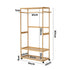 Bamboo Clothes Rack – Open Wardrobe with Shelves & Wheels 84×167cm
