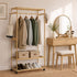 Bamboo Clothes Rack – Open Wardrobe with Shelves & Wheels 84×167cm