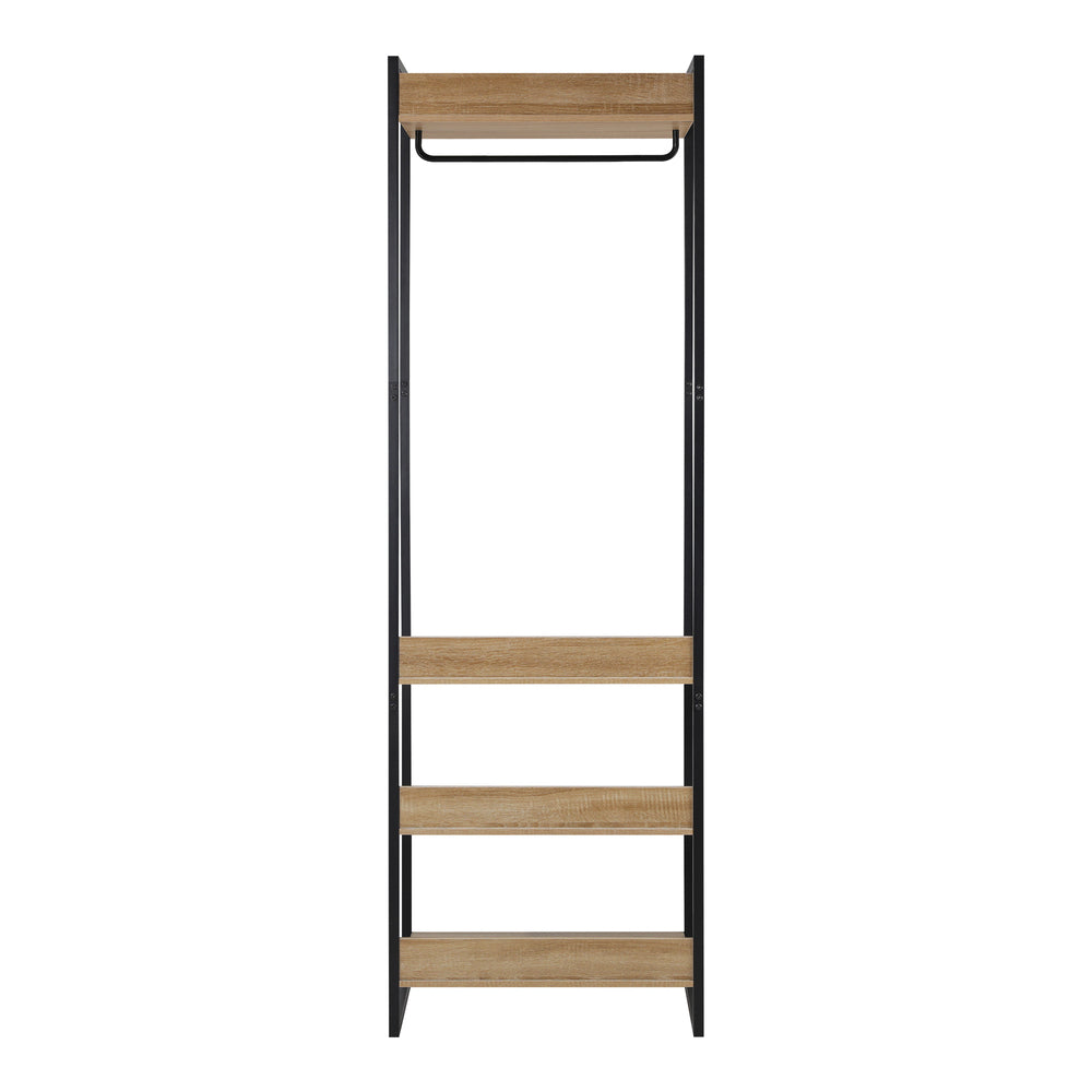 Clothes Rack Open Wardrobe 4 shelves Hanging Rail Metal
