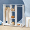 Portable Double Open Wardrobe Clothes Rack with Shelves White