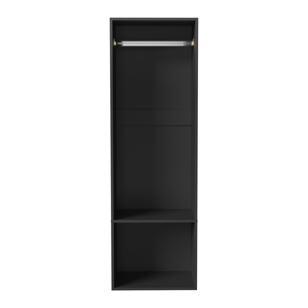 Open Wardrobe Shelf Unit 2 Shelves Hanging Rail Black