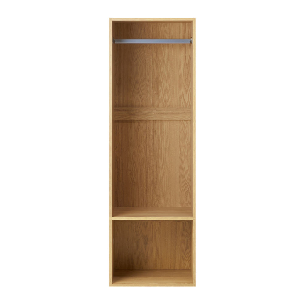 Open Wardrobe 2 Shelves Hanging Rail Natural