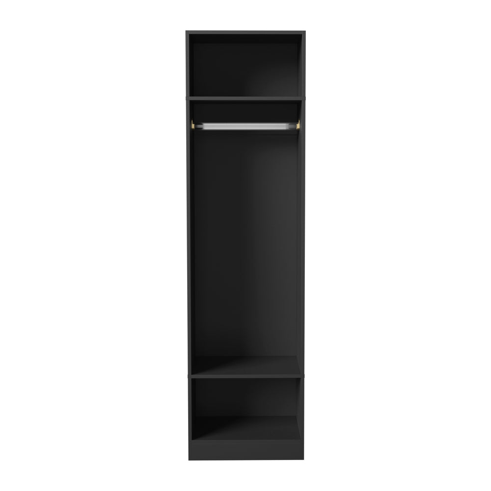 Open Wardrobe Shelf Unit 3 Shelves Hanging Rail Black