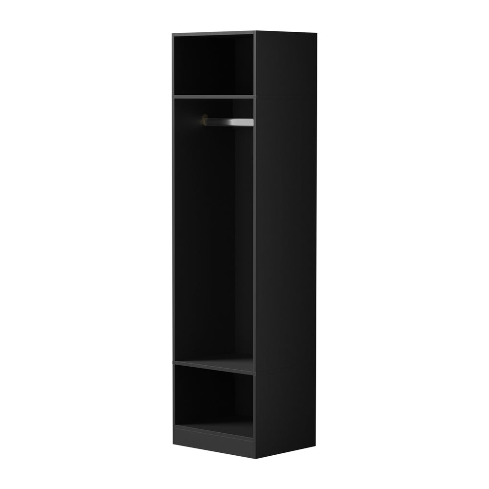 Open Wardrobe Shelf Unit 3 Shelves Hanging Rail Black