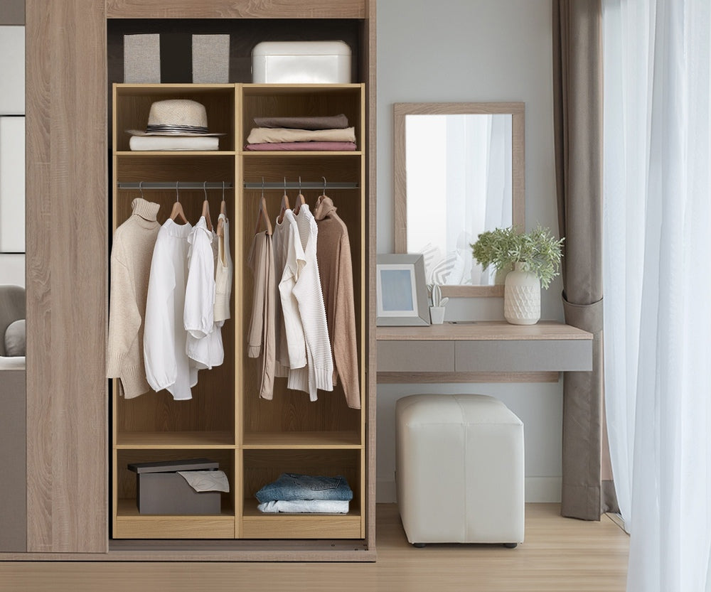 Open Wardrobe 3 Drawers Hanging Rail Natural