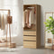 Oikiture Wardrobe Storage Cabinet 3 Drawers Hanging Rail Natural