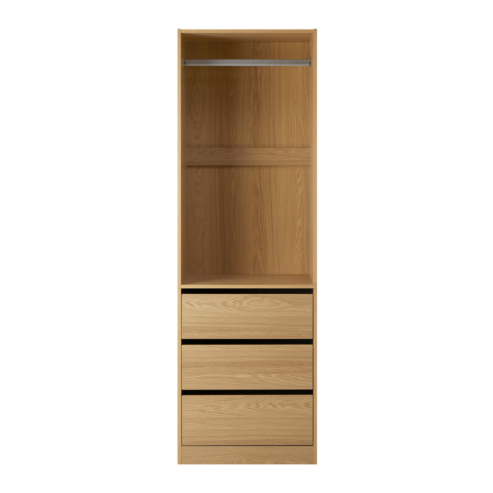 Wardrobe 3 Drawers Hanging Rail Natural