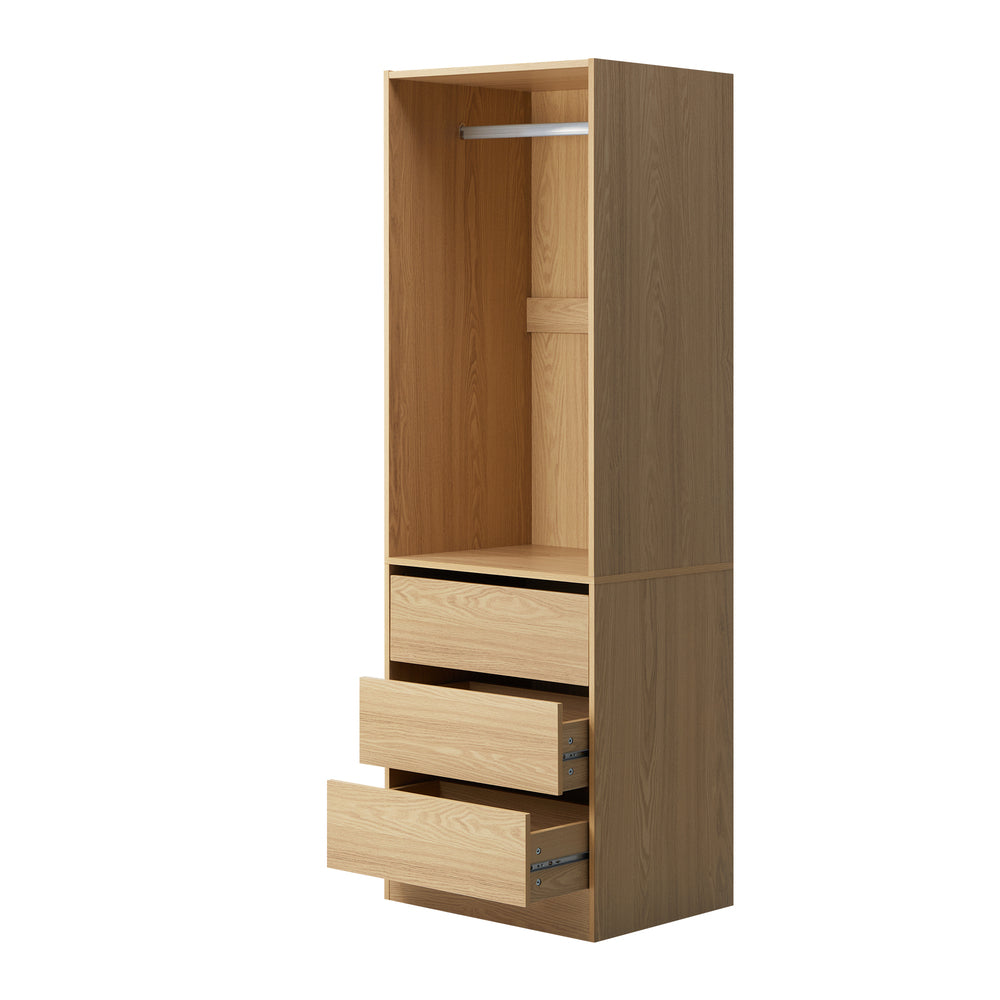 Wardrobe 3 Drawers Hanging Rail Natural