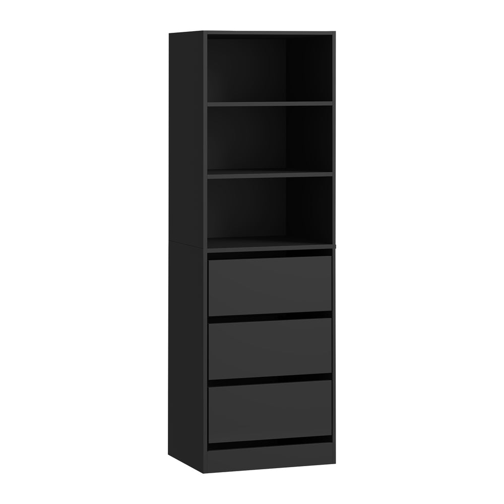 Wardrobe Shelf Unit 3 Drawers Organizer Black