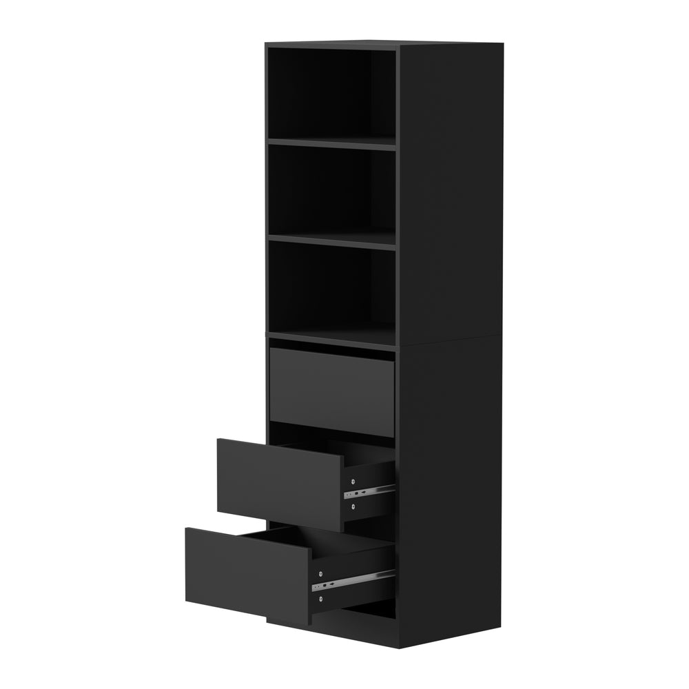 Wardrobe Shelf Unit 3 Drawers Organizer Black