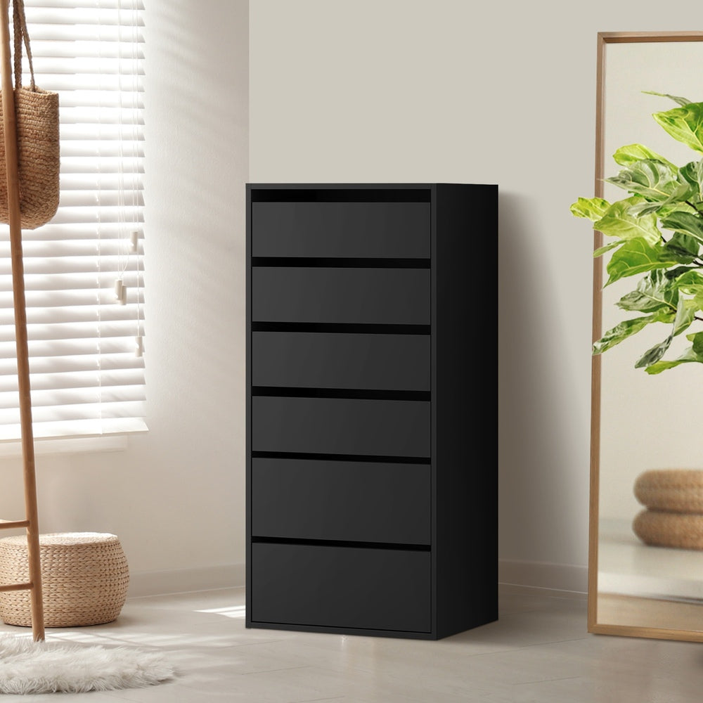 Wardrobe Shelf Unit 6 Chest of Drawers Black