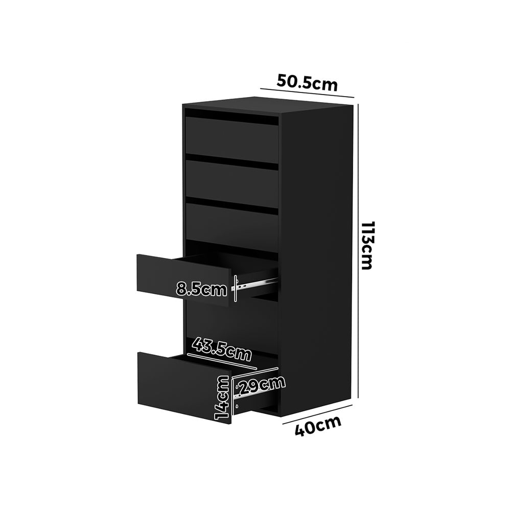 Wardrobe Shelf Unit 6 Chest of Drawers Black