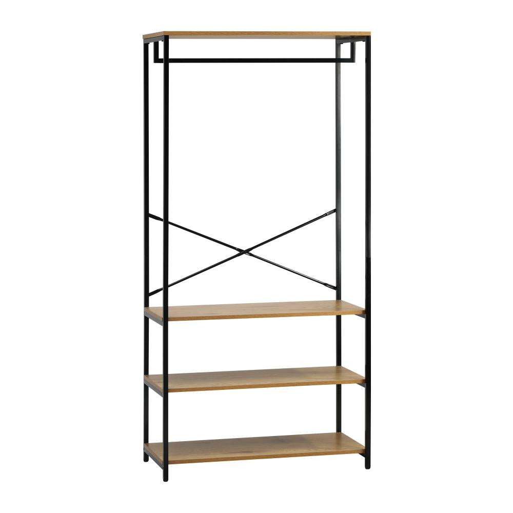 Open Wardrobe with Hanging Rail Metal 4 shelves