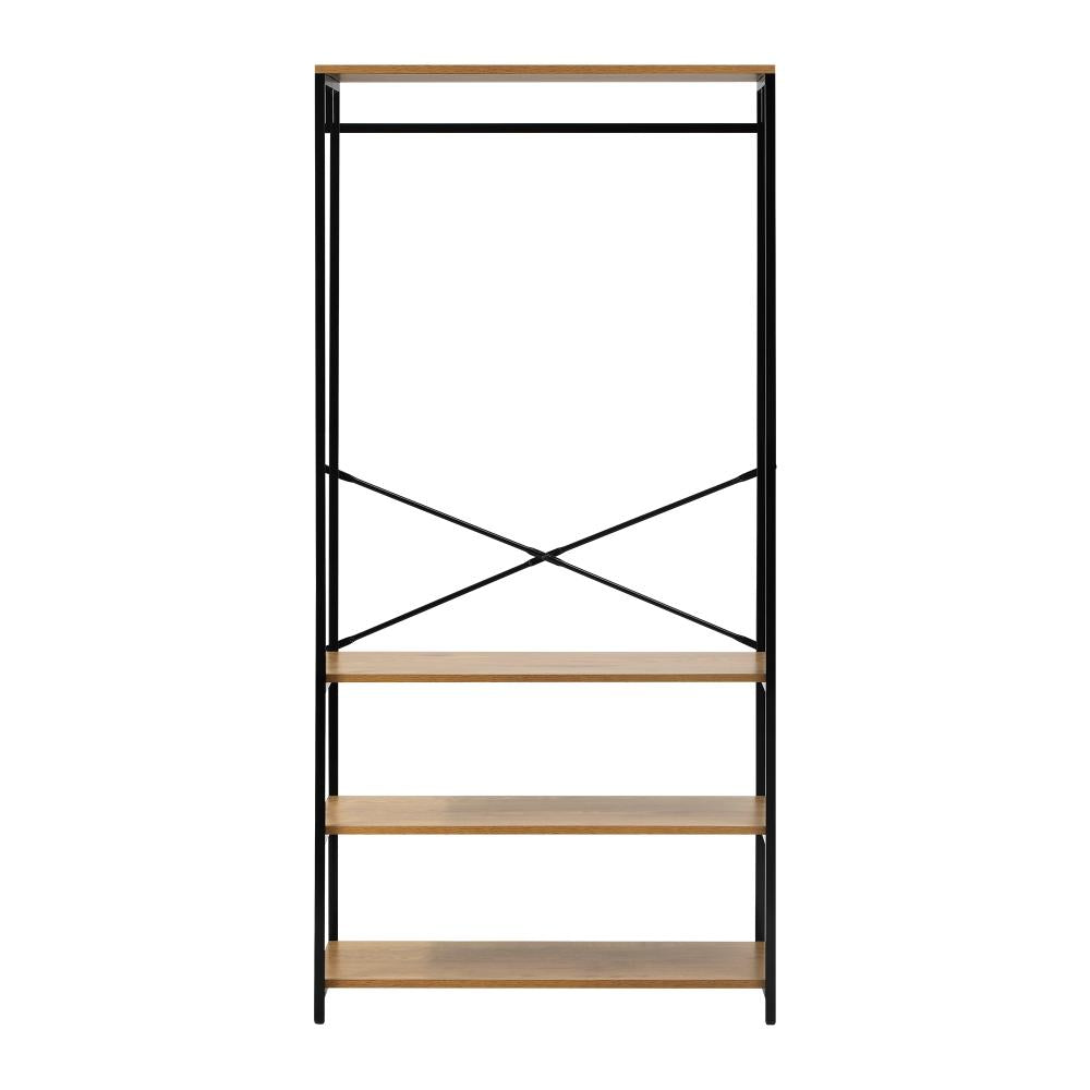 Open Wardrobe with Hanging Rail Metal 4 shelves