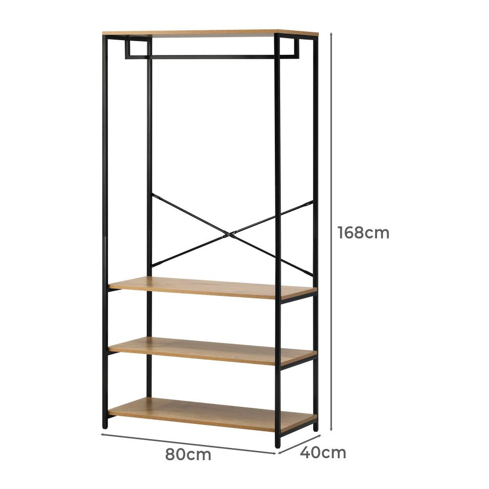 Open Wardrobe with Hanging Rail Metal 4 shelves