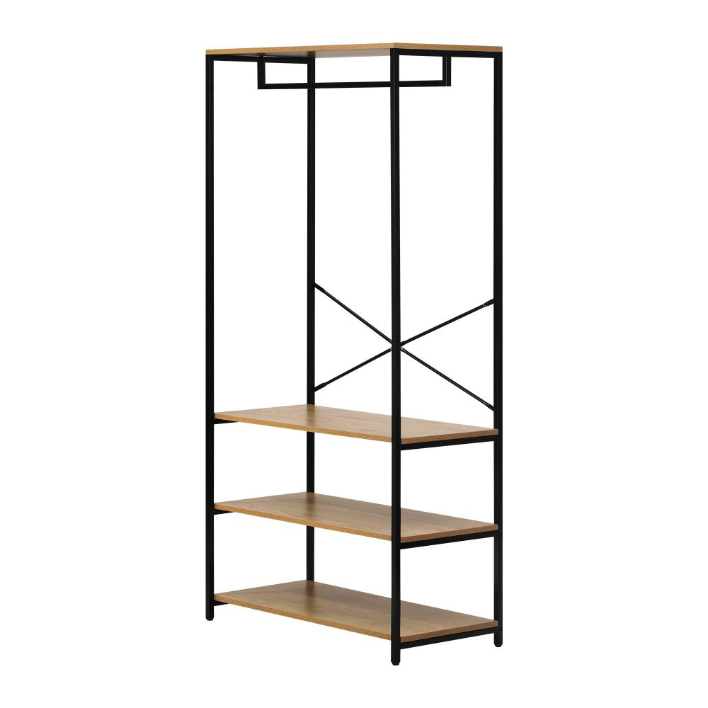 Open Wardrobe with Hanging Rail Metal 4 shelves