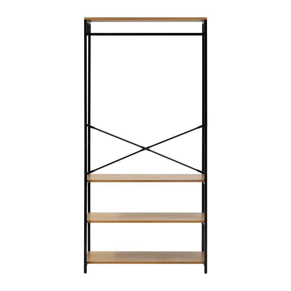 Open Wardrobe with Hanging Rail Metal 4 shelves