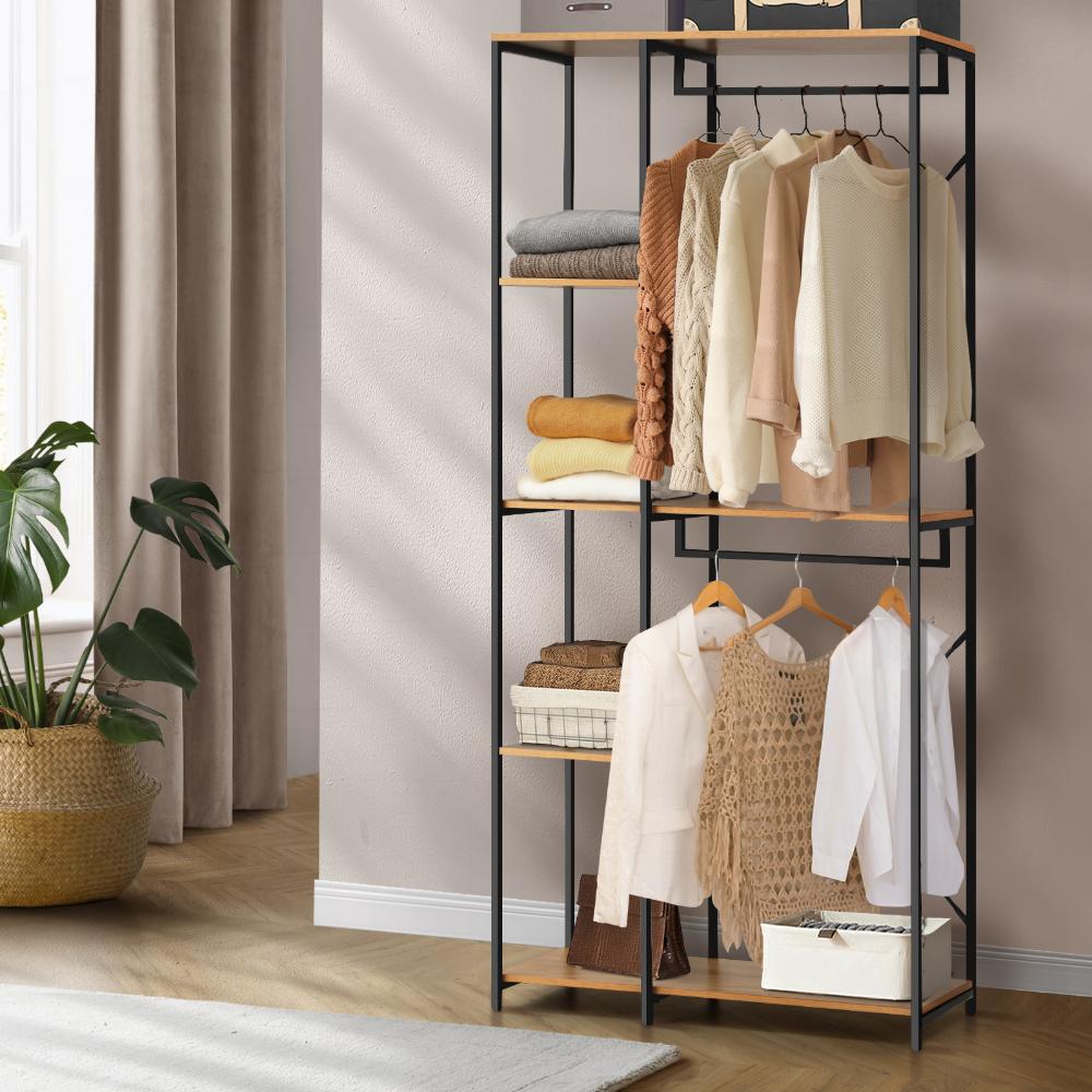 Large Open Wardrobe Hanging Rail 5 shelves