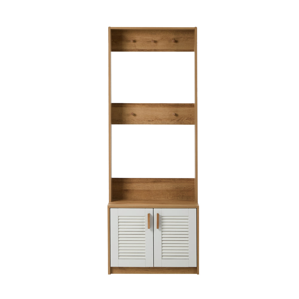 Hall Tree Coat Rack with Bench – Entryway Storage Wardrobe Shelf Natural