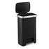 Artiss Rubbish Bin 51L Kitchen Pedal Soft Close Lid Liner Pocket Black