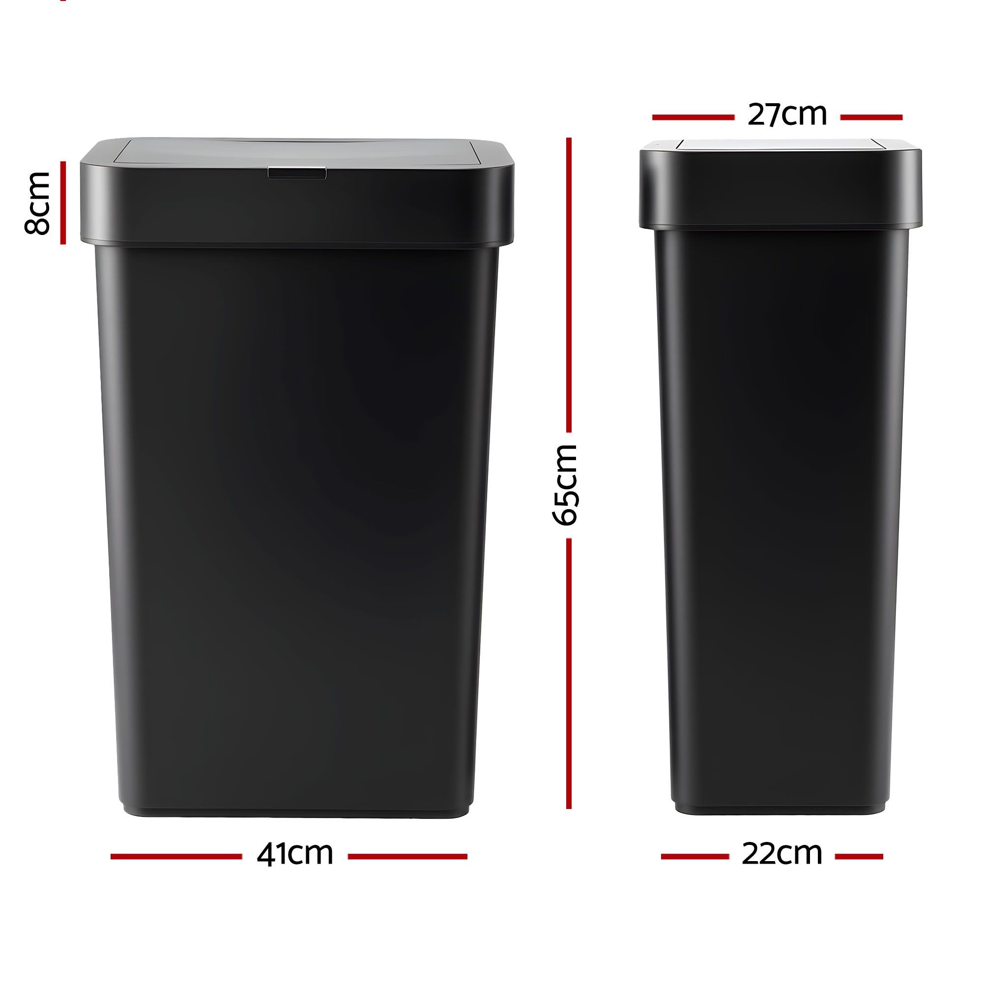 Artiss Rubbish Bin 50L Sensor Kitchen Automatic Motion Plastic Touchless Black