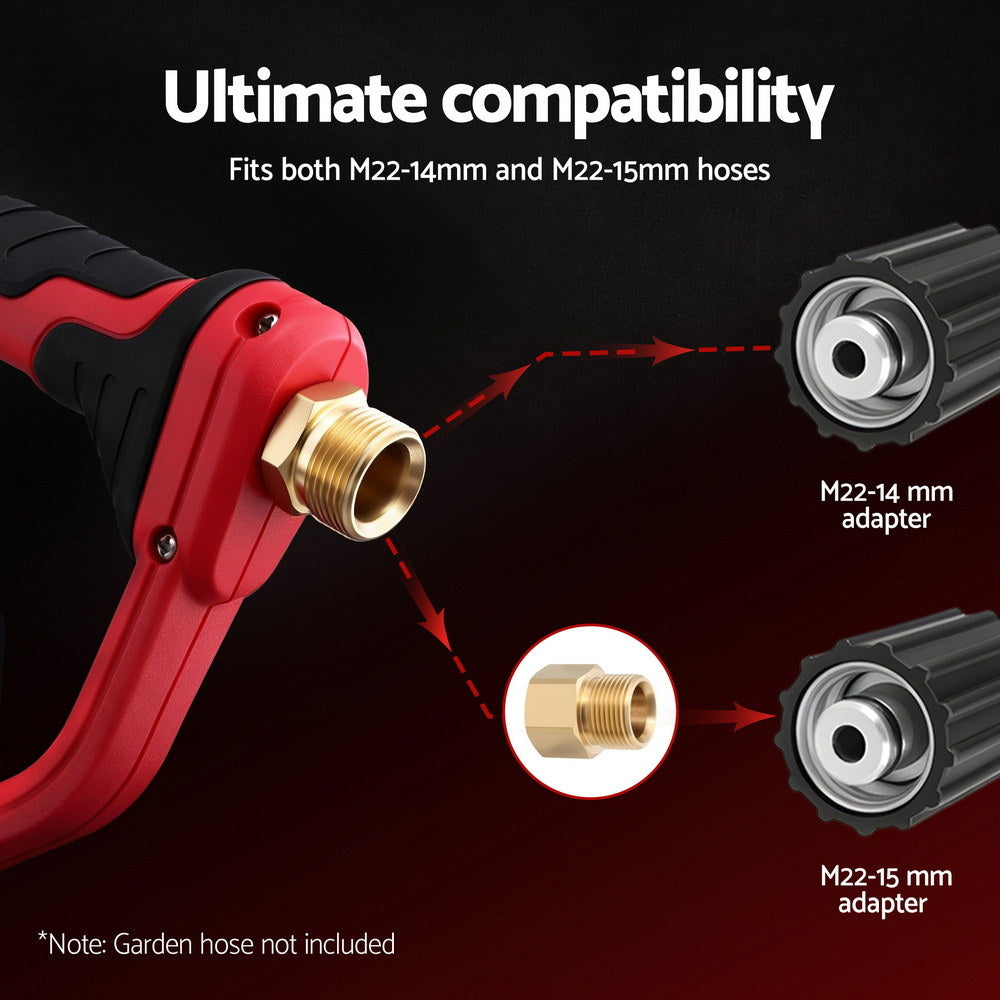 Pressure Washer Gun Short Trigger 4000PSI M22-14 1/4 Inch 5 Nozzles Red