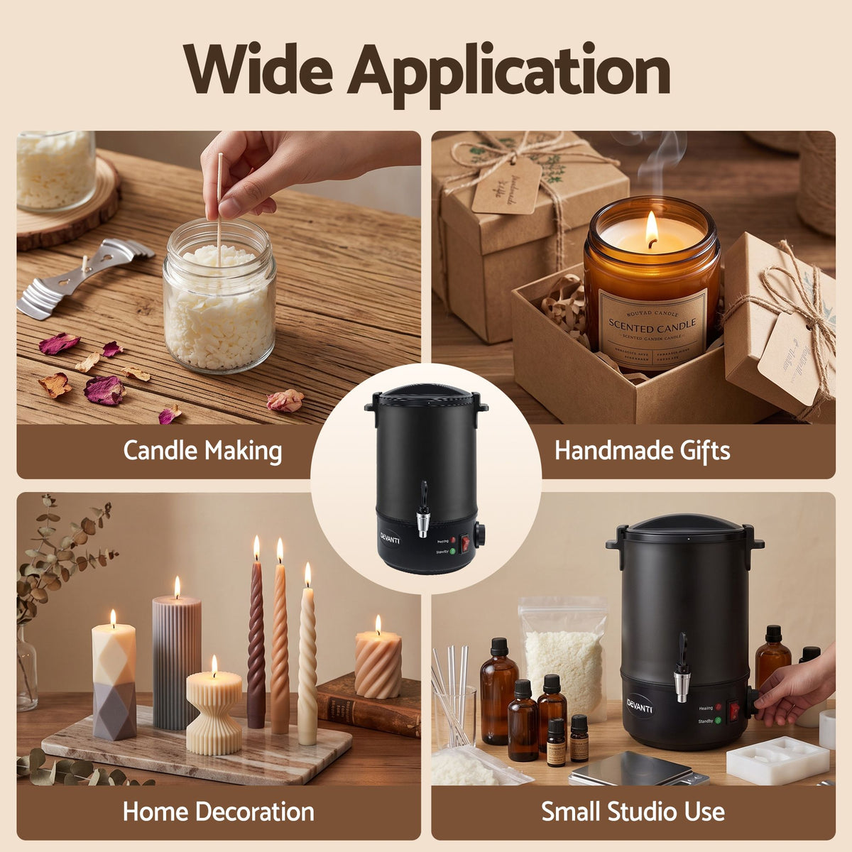 6L Wax Melter Candle Making 1520W Melting Pot Furnace Quick Pour Spout Soy Soap