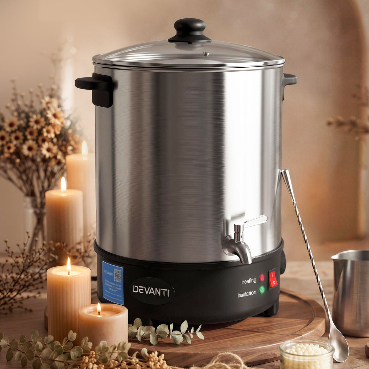 16L Wax Melter Candle Making 1500W Melting Pot Furnace Quick Pour Spout Soy Soap