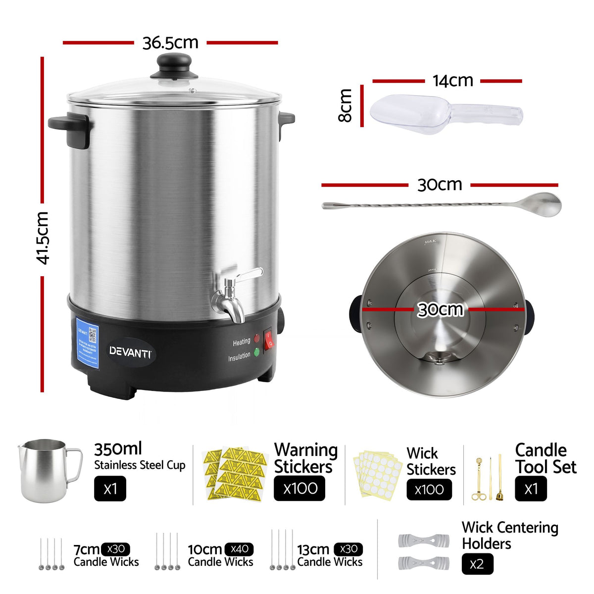 16L Wax Melter Candle Making 1500W Melting Pot Furnace Quick Pour Spout Soy Soap
