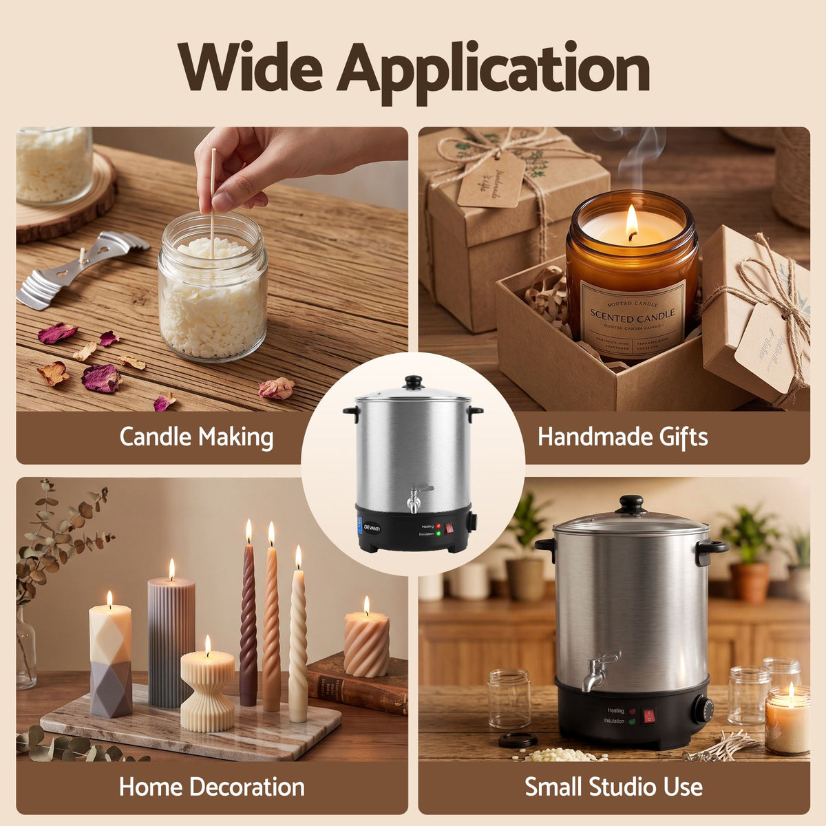 16L Wax Melter Candle Making 1500W Melting Pot Furnace Quick Pour Spout Soy Soap