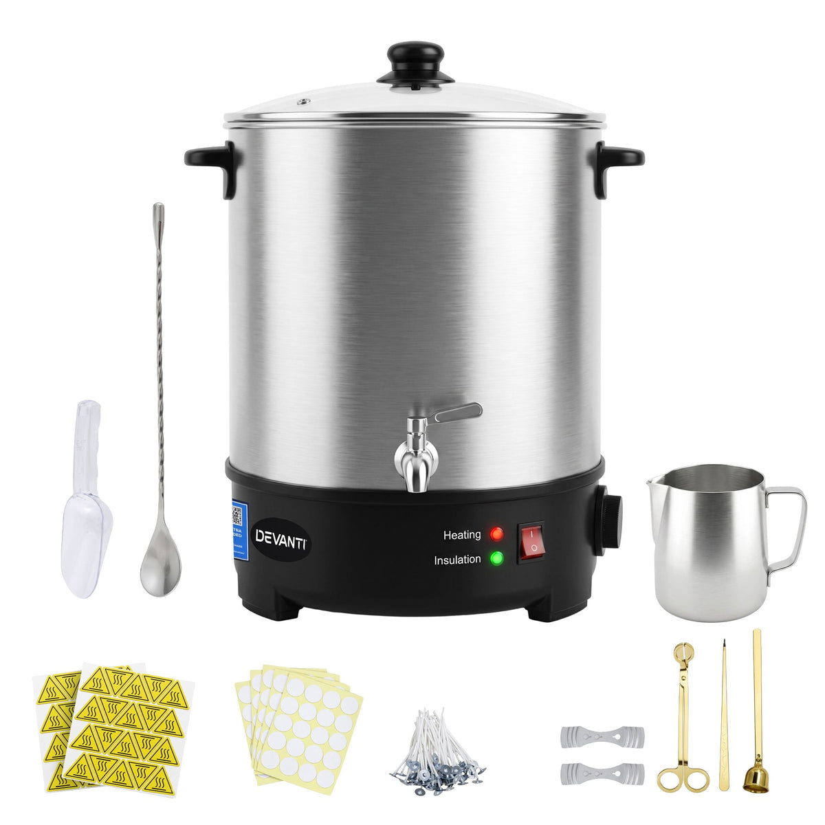 16L Wax Melter Candle Making 1500W Melting Pot Furnace Quick Pour Spout Soy Soap