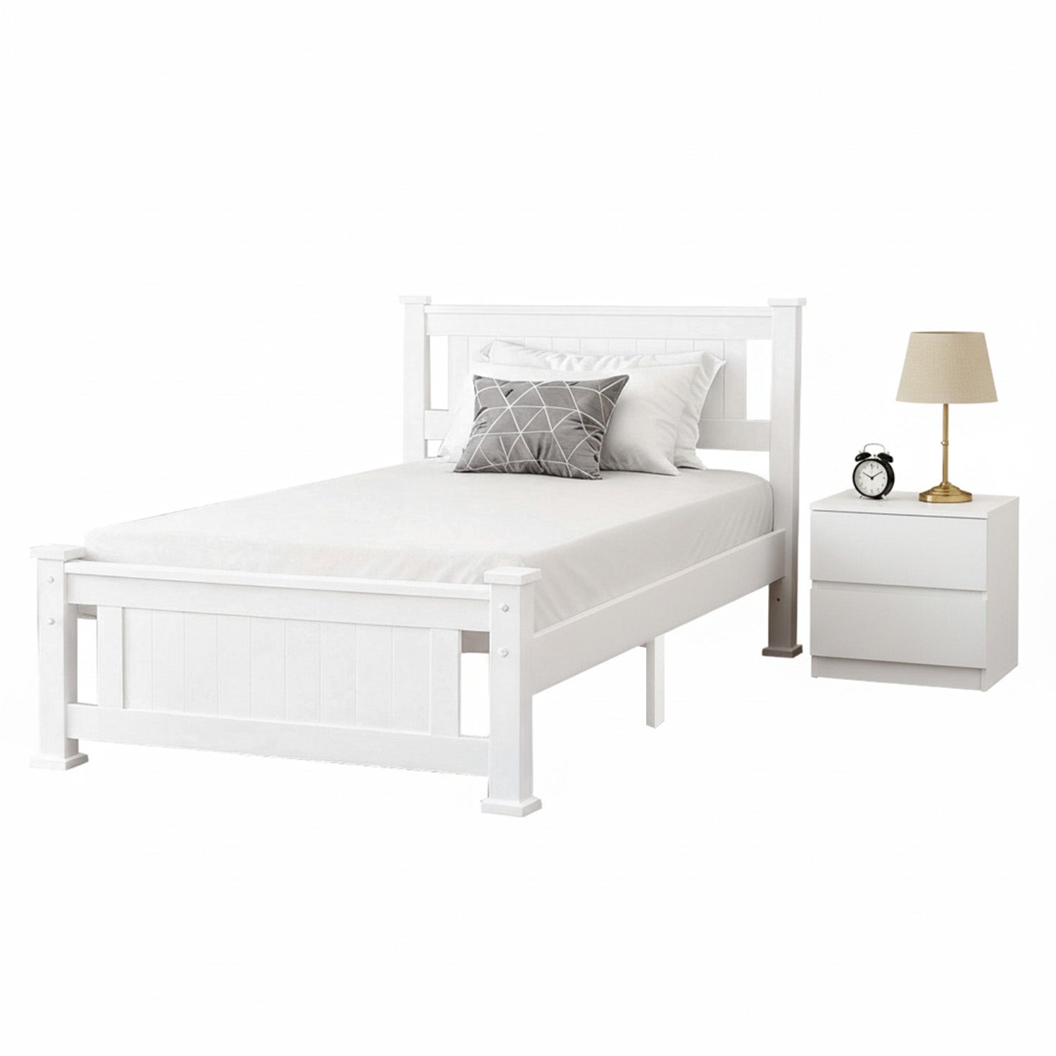 King Single Bed Frame and Bedside Table