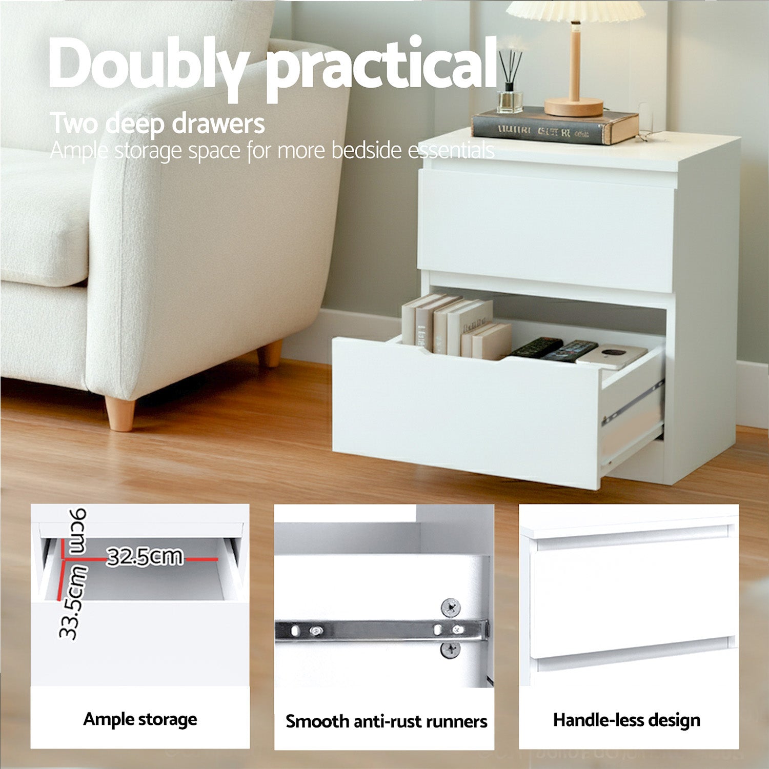 King Single Bed Frame and Bedside Table