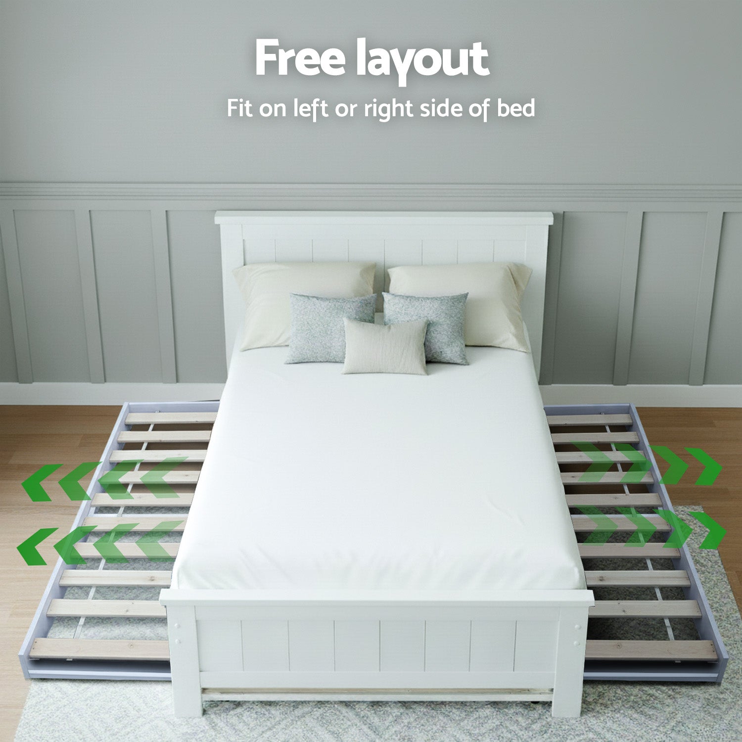 King Single Bed Frame and Bedside Table White