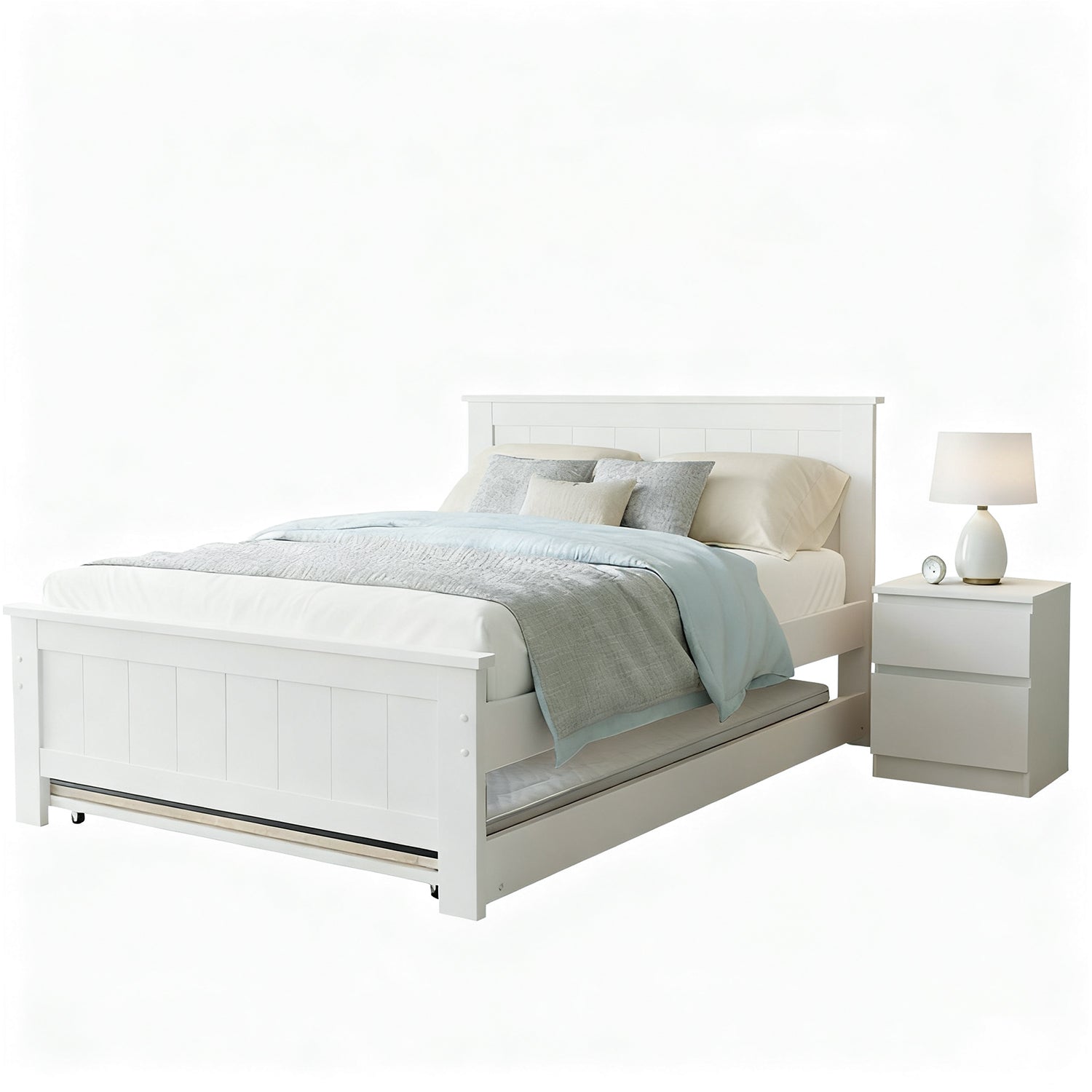King Single Bed Frame and Bedside Table
