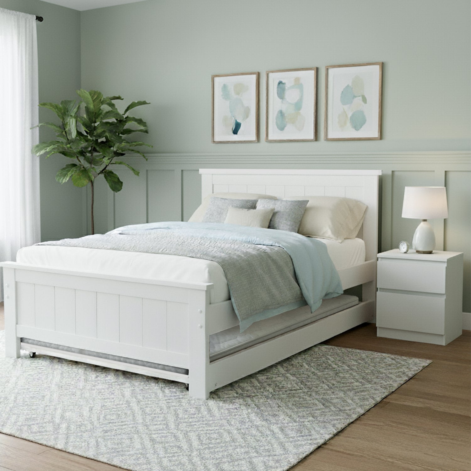 King Single Bed Frame and Bedside Table