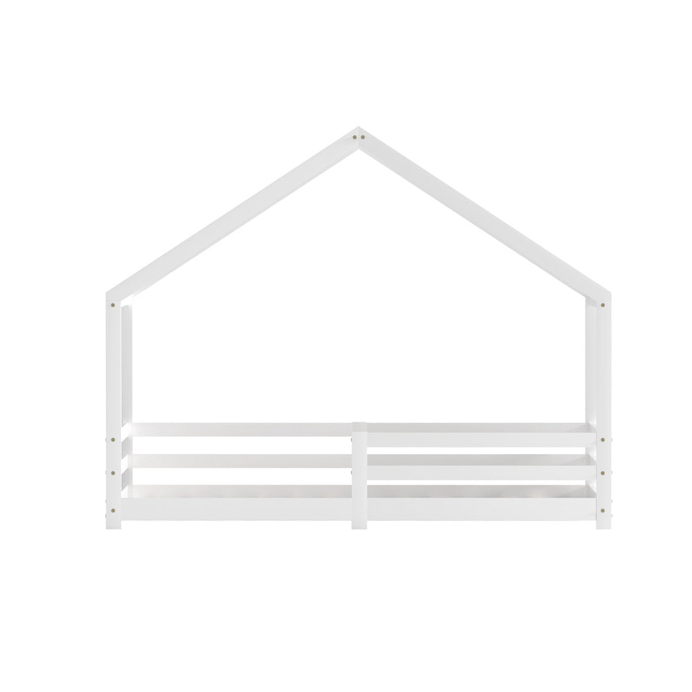 Kids House Bed Frame Single Pine Wood White Montessori Style AMOS