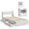 Single Bed Frame w/ USB Ports + Bedside Table Set – Storage Drawers, White