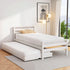 Artiss Bed Frame Single Size 2-in-1 Trundle Wooden White AVIS