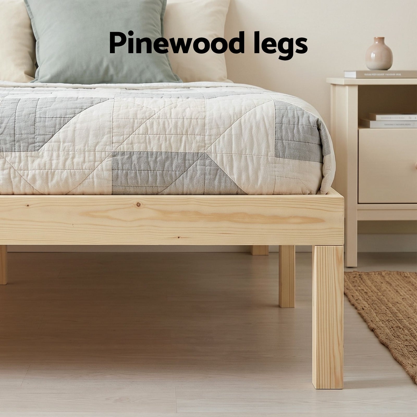 Artiss Bed Frame Double Size Wooden Base Mattress Platform Timber Pine BRUNO