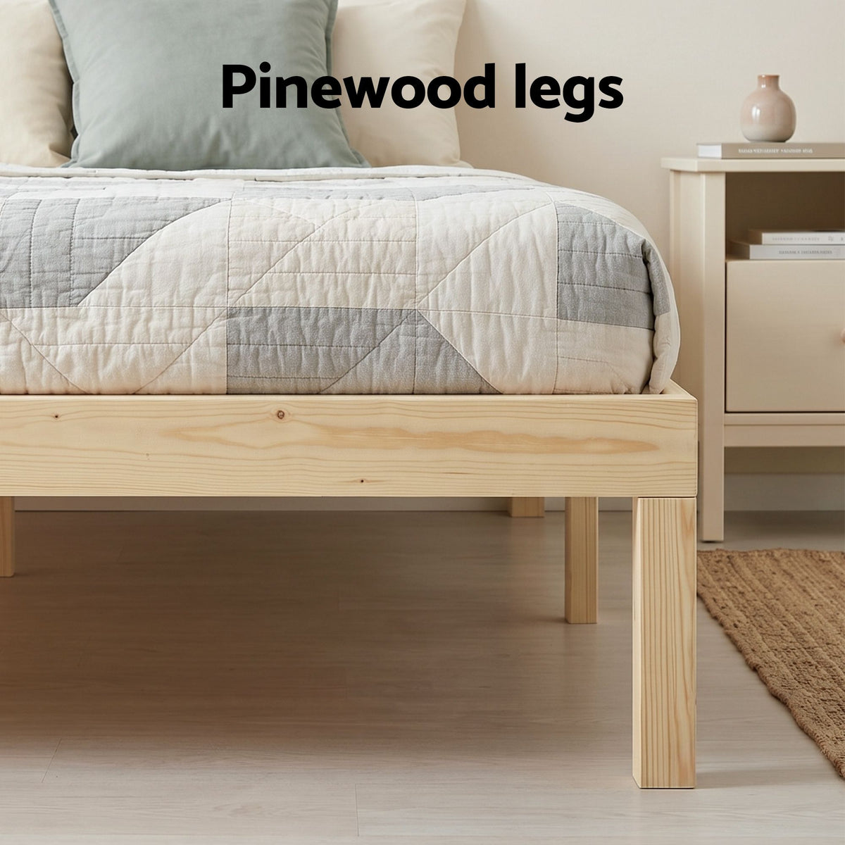 Artiss BRUNO King Pine Wooden Bed Frame Platform Slat Base 300kg 205x187cm