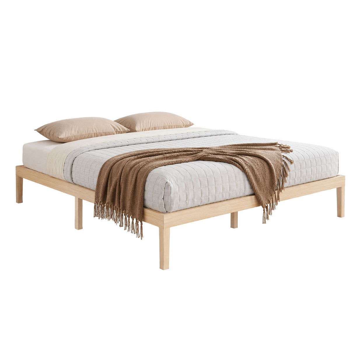 Artiss BRUNO King Pine Wooden Bed Frame Platform Slat Base 300kg 205x187cm