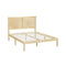 Pinewood Double Bed Frame – Rattan Headboard, Solid Slats, 300kg Support