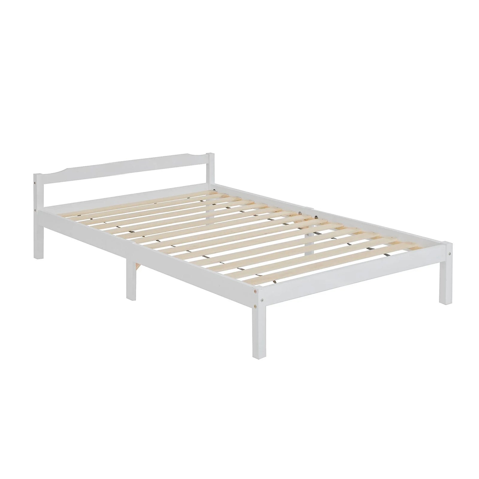 Artiss Double Bed Frame Solid Pine Wood Platform Base White