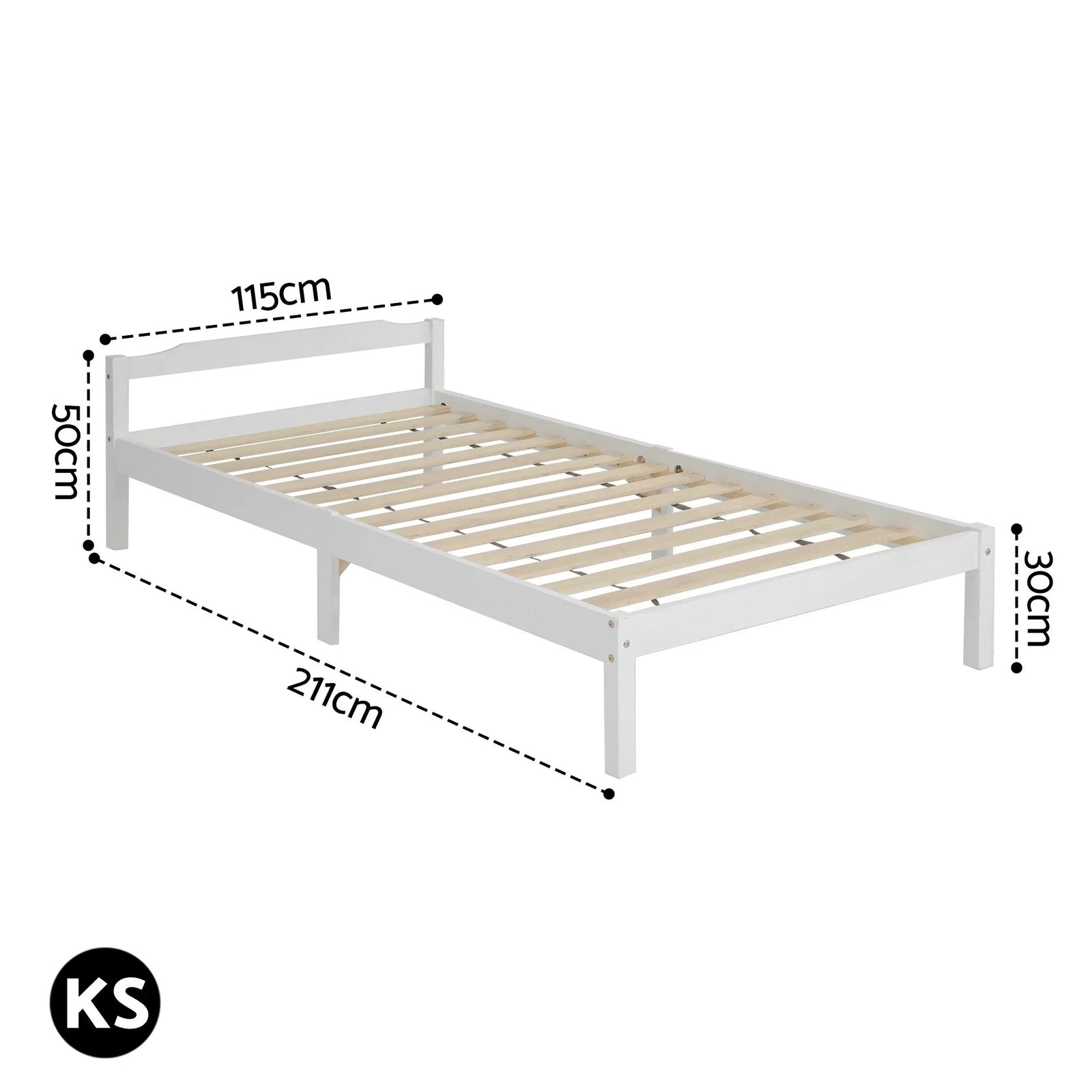 Artiss King Single Bed Frame Solid Pine Wood Slat Base White