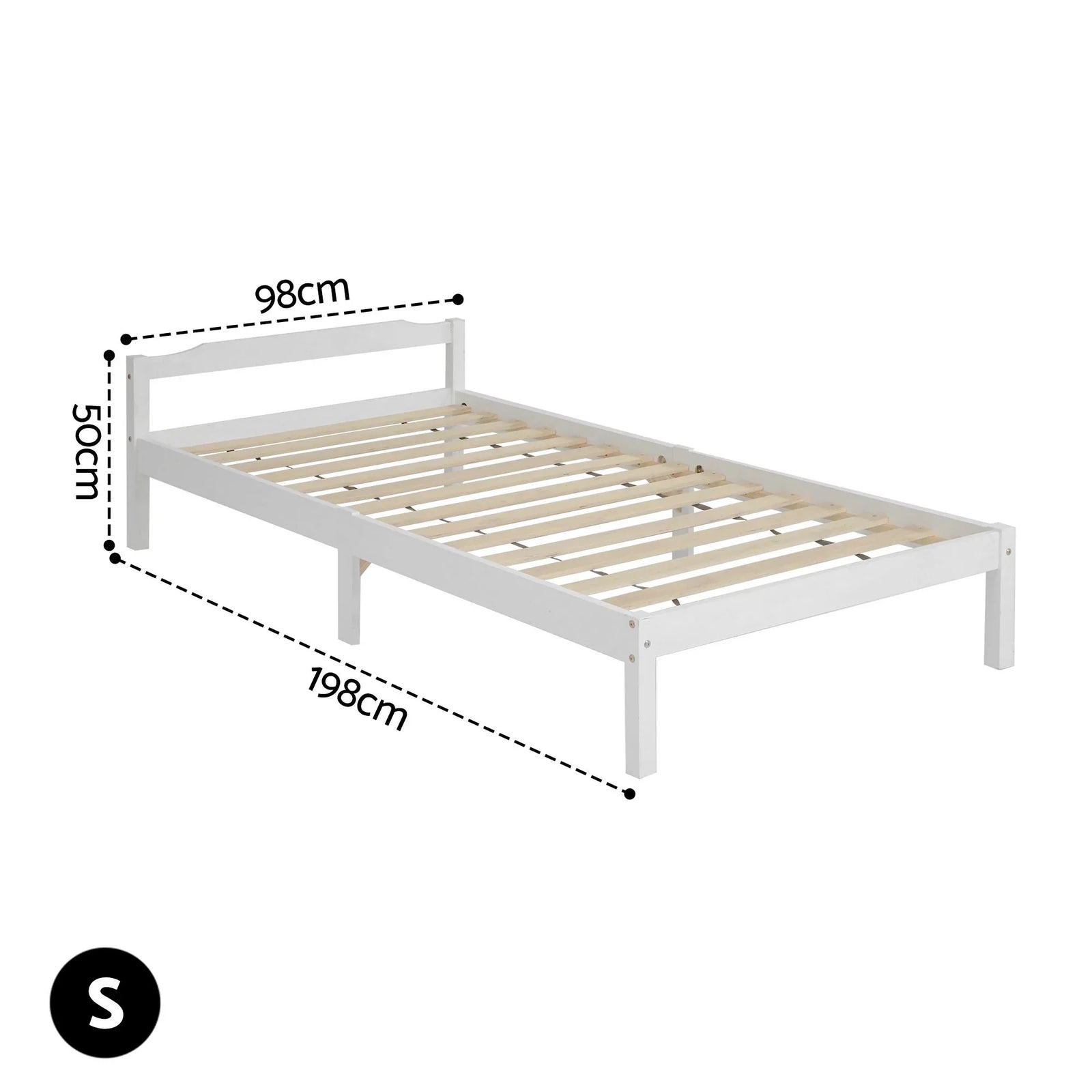 Artiss Single Bed Frame Solid Pine Wood Platform Bed White