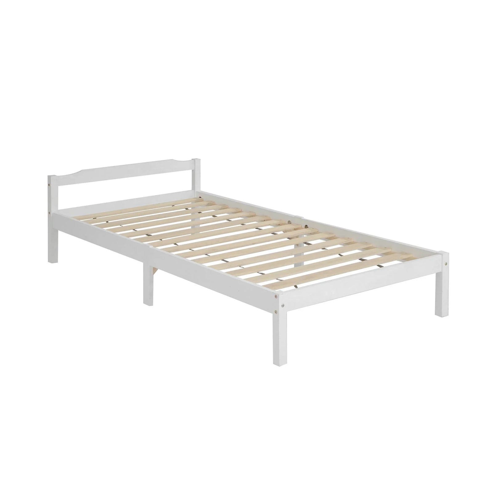 Artiss Single Bed Frame Solid Pine Wood Platform Bed White