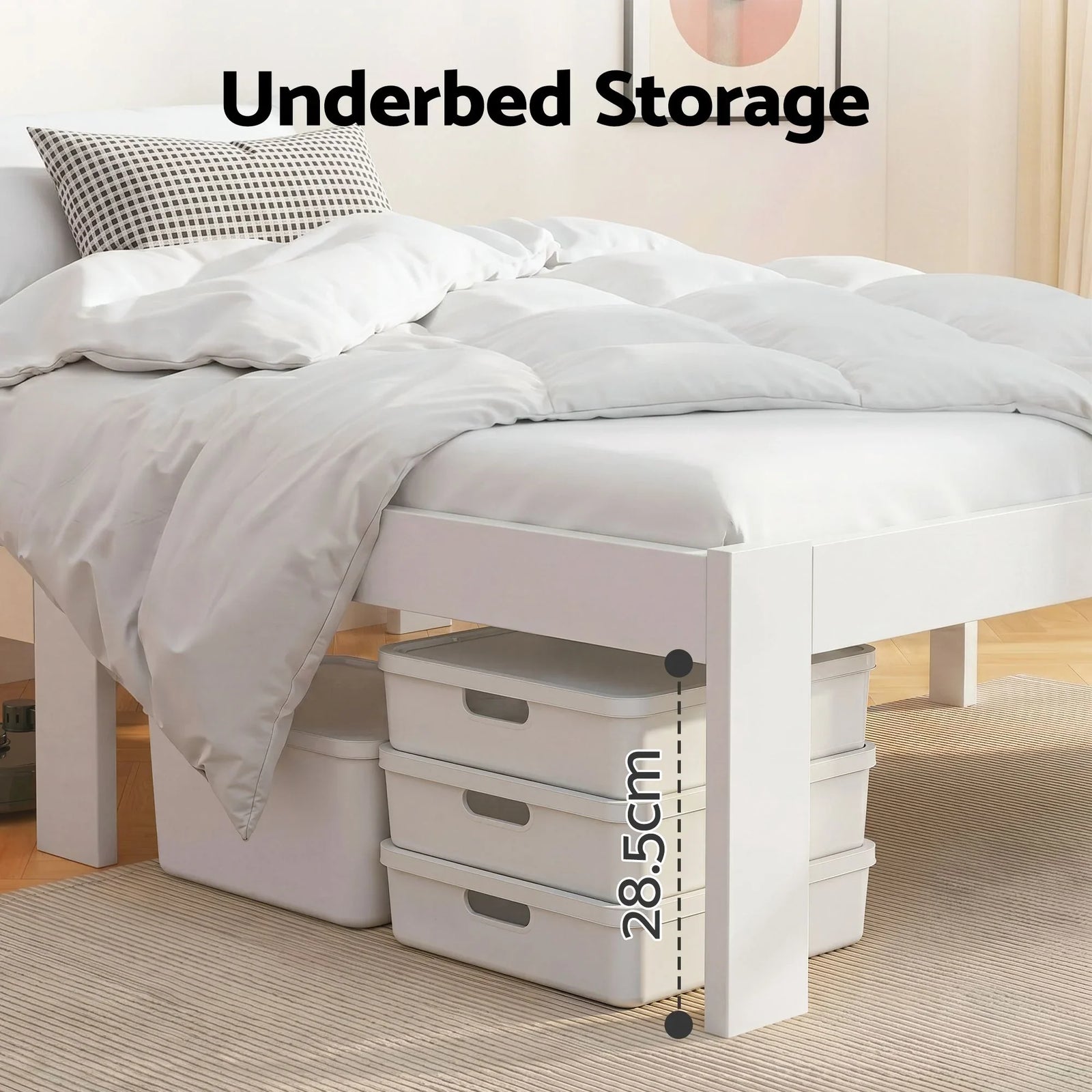 Artiss Bed Frame Double Size Wooden White JADE